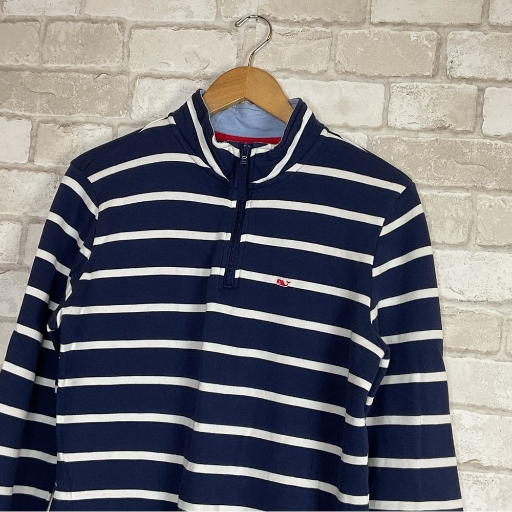 Vineyard Vines Striped Quarter Zip Pullover Long Sleeve Sweatshirt Size M - Picture 3 of 12